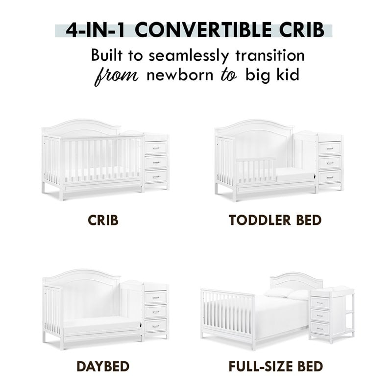 Namesake Charlie Wood 4-in-1 Convertible Crib & Changer in White