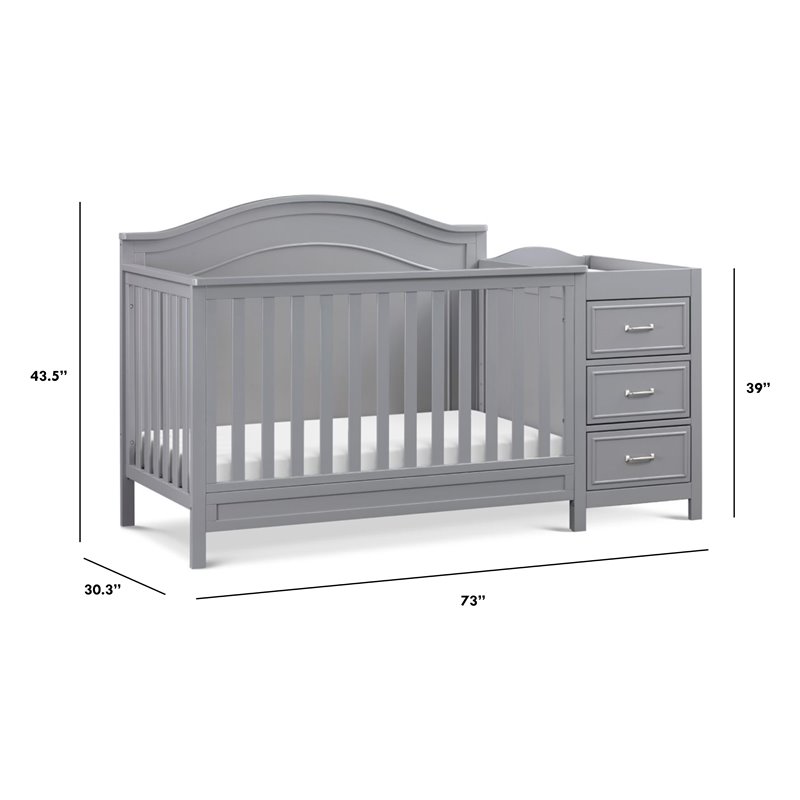 Namesake Charlie Wood 4-in-1 Convertible Crib & Changer in Gray
