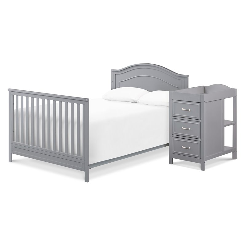 Namesake Charlie Wood 4-in-1 Convertible Crib & Changer in Gray