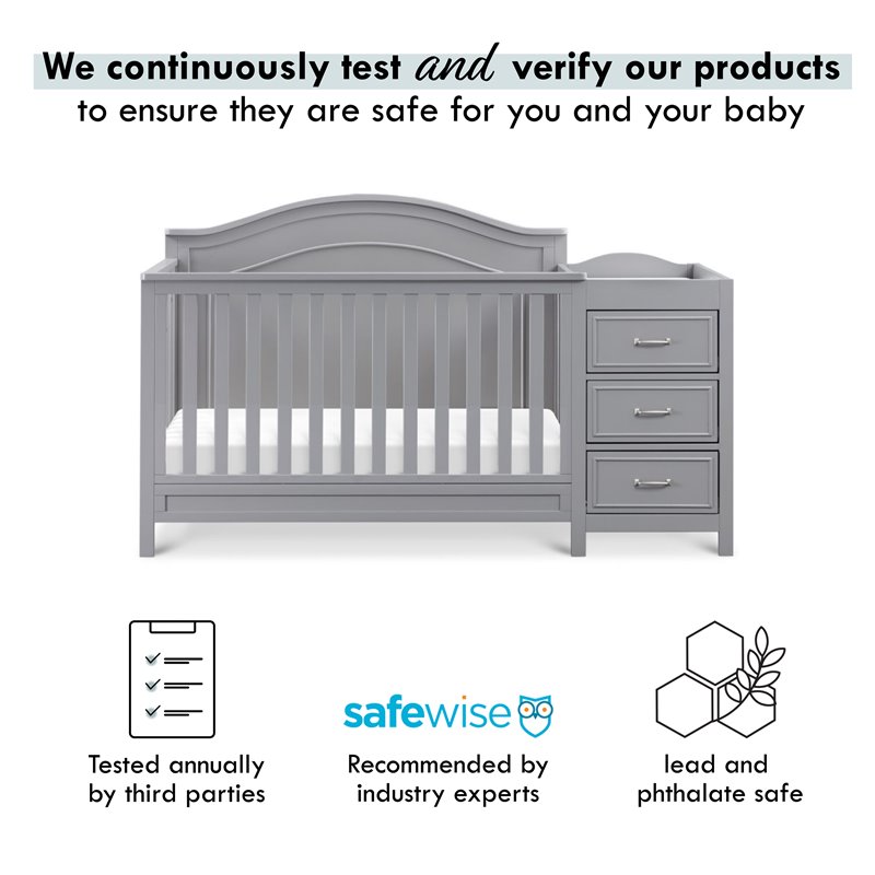 Namesake Charlie Wood 4-in-1 Convertible Crib & Changer in Gray