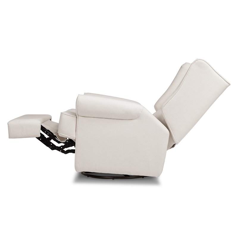 Namesake Harbour Tufted Modern Fabric Swivel Power Recliner in Cream