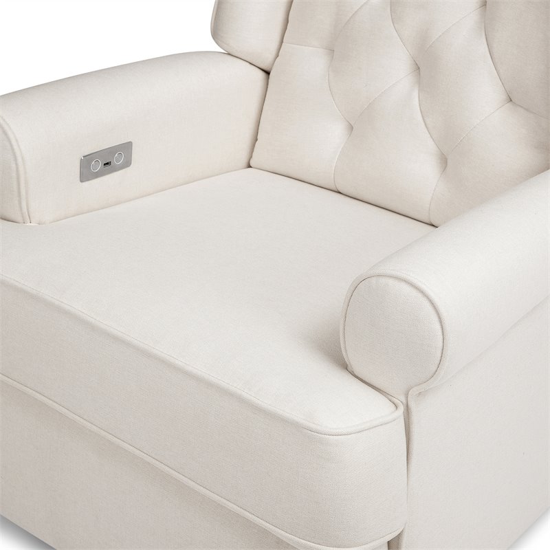 Namesake Harbour Tufted Modern Fabric Swivel Power Recliner in Cream