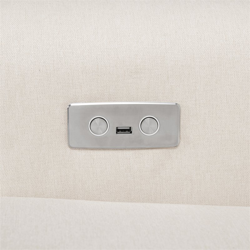 Namesake Harbour Tufted Modern Fabric Swivel Power Recliner in Cream