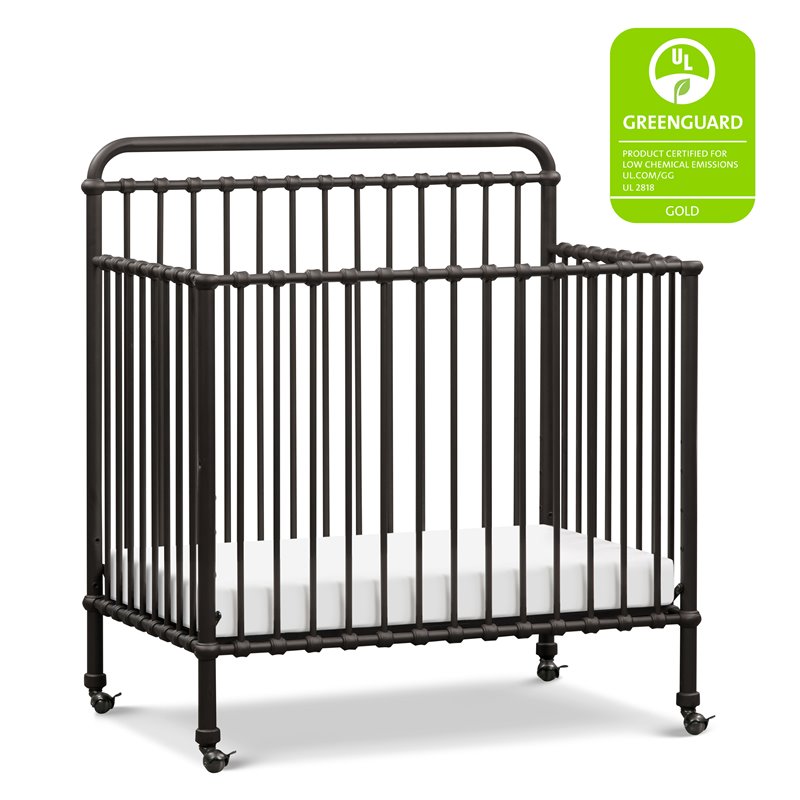 Namesake Winston Metal 4-in-1 Convertible Mini Crib in Vintage Black