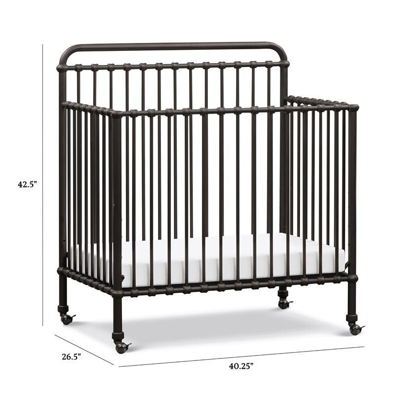 Namesake Winston Metal 4-in-1 Convertible Mini Crib in Vintage Black