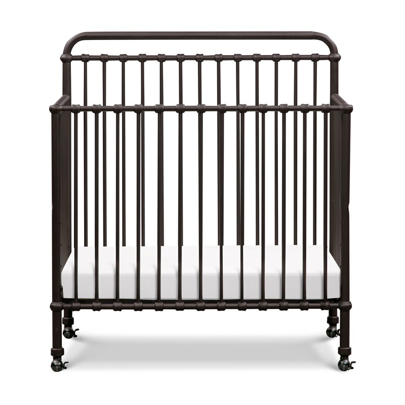 Namesake Winston Metal 4-in-1 Convertible Mini Crib in Vintage Black