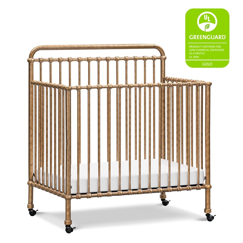 Namesake Winston Metal 4-in-1 Convertible Mini Crib in Vintage Gold