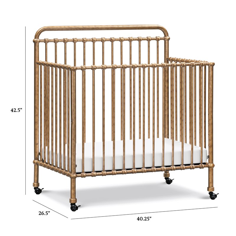 Namesake Winston Metal 4-in-1 Convertible Mini Crib in Vintage Gold