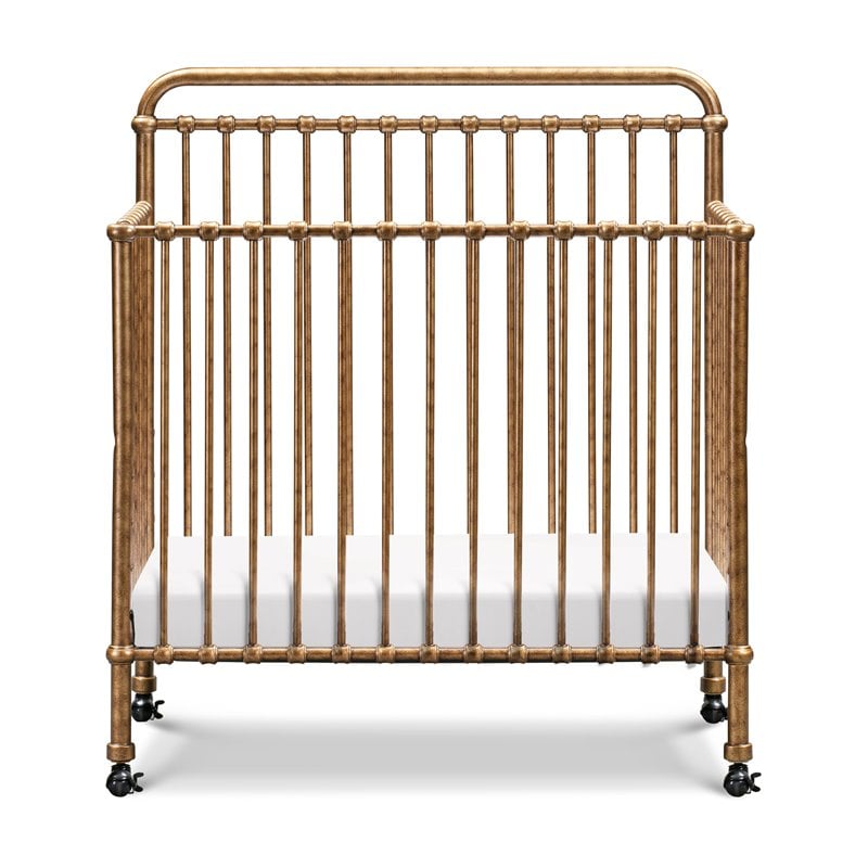 Namesake Winston Metal 4-in-1 Convertible Mini Crib in Vintage Gold