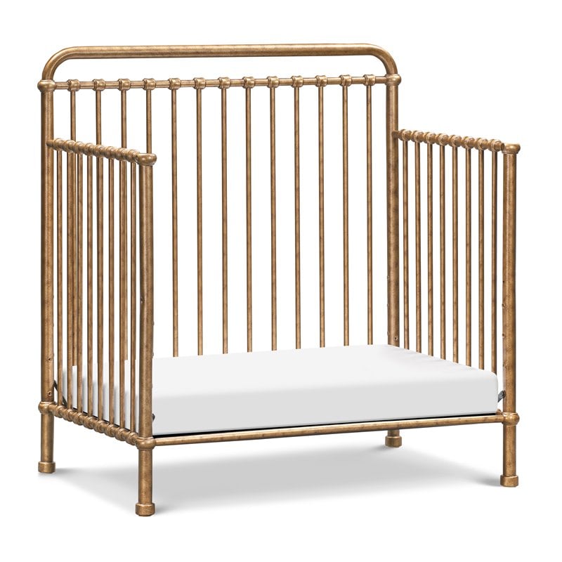 Namesake Winston Metal 4-in-1 Convertible Mini Crib in Vintage Gold