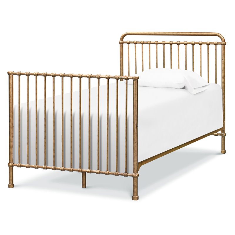 Namesake Winston Metal 4-in-1 Convertible Mini Crib in Vintage Gold