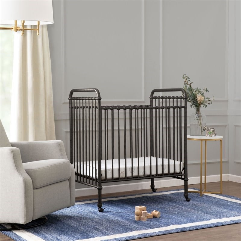 Namesake Abigail Metal 3-in-1 Convertible Mini Crib in Vintage Black