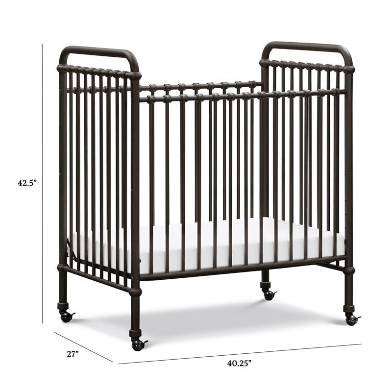 Namesake Abigail Metal 3-in-1 Convertible Mini Crib in Vintage Black