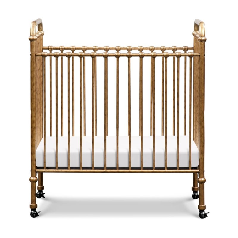 Namesake Abigail Metal 3-in-1 Convertible Mini Crib in Vintage Gold