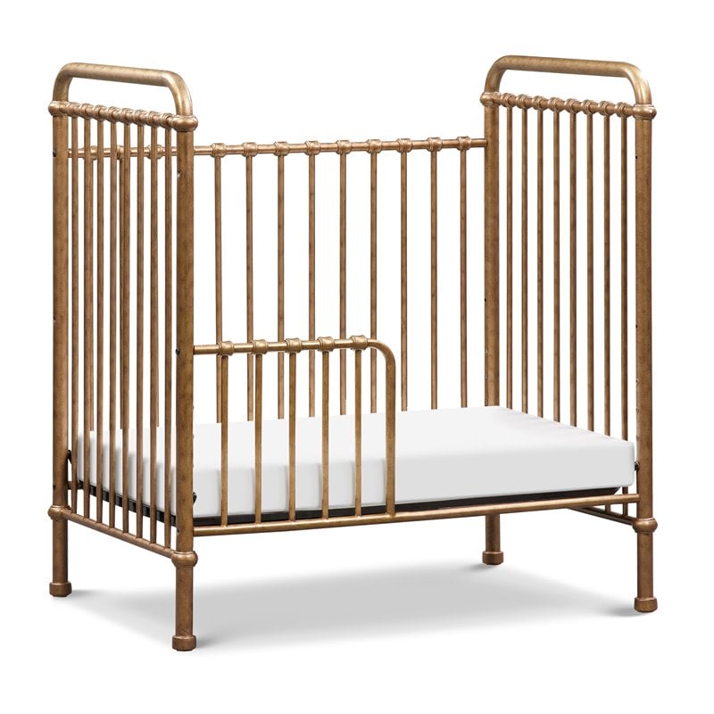 Namesake Abigail Metal 3-in-1 Convertible Mini Crib in Vintage Gold