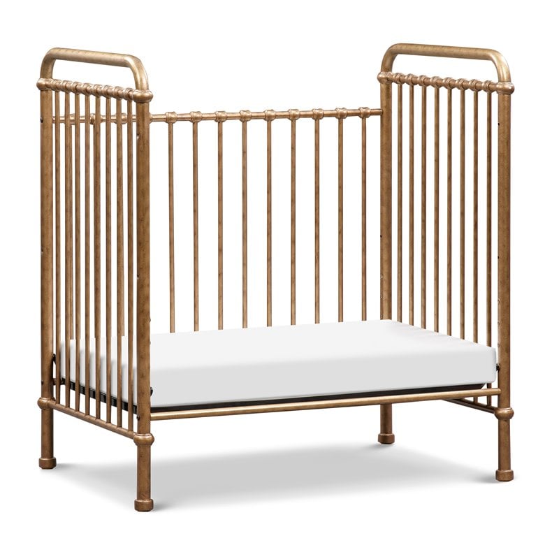 Namesake Abigail Metal 3-in-1 Convertible Mini Crib in Vintage Gold