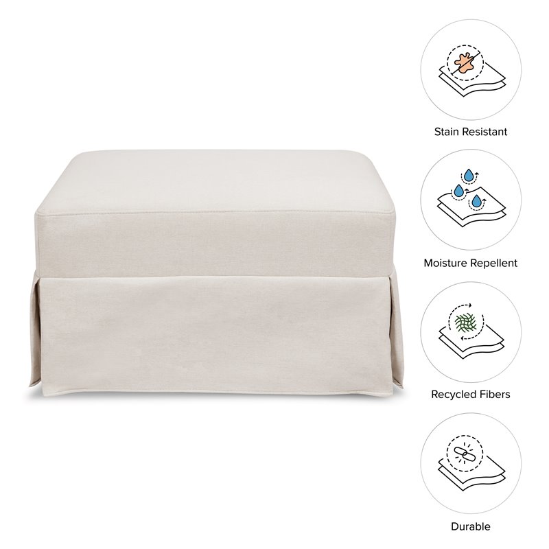 Namesake Crawford Modern Fabric Gliding Ottoman in Performance Cream