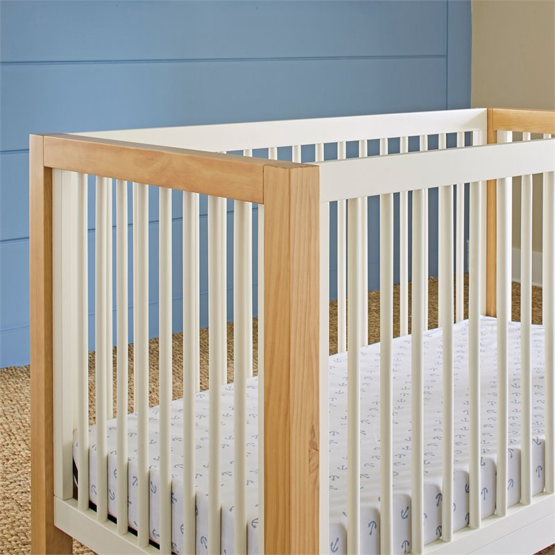 Namesake Nantucket Wood 3-in-1 Convertible Crib in Warm White and Honey