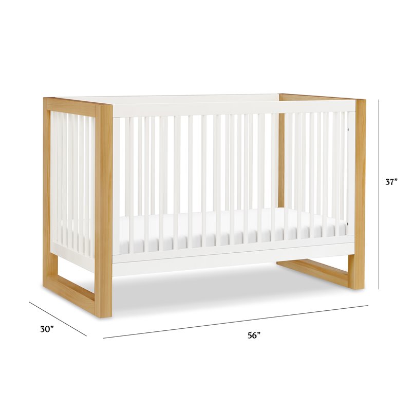 Namesake Nantucket Wood 3-in-1 Convertible Crib in Warm White and Honey