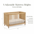 Namesake Marin with Cane 3-in-1 Convertible Crib in Honey and Honey Cane
