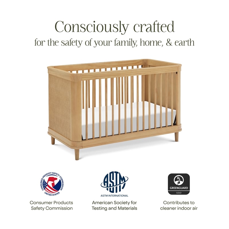 Namesake Marin with Cane 3-in-1 Convertible Crib in Honey and Honey Cane