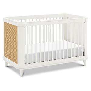Namesake Marin with Cane 3-in-1 Convertible Crib in Warm White and Honey Cane