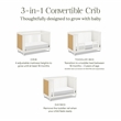 Namesake Marin with Cane 3-in-1 Convertible Crib in Warm White and Honey Cane