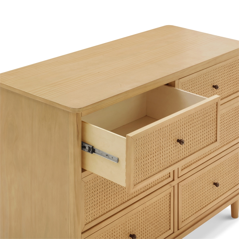 Namesake Marin with Cane 6 Drawer Assembled Dresser in Honey and Honey Cane