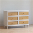 Namesake Marin with Cane 6 Drawer Assembled Dresser in Warm White and Honey Cane
