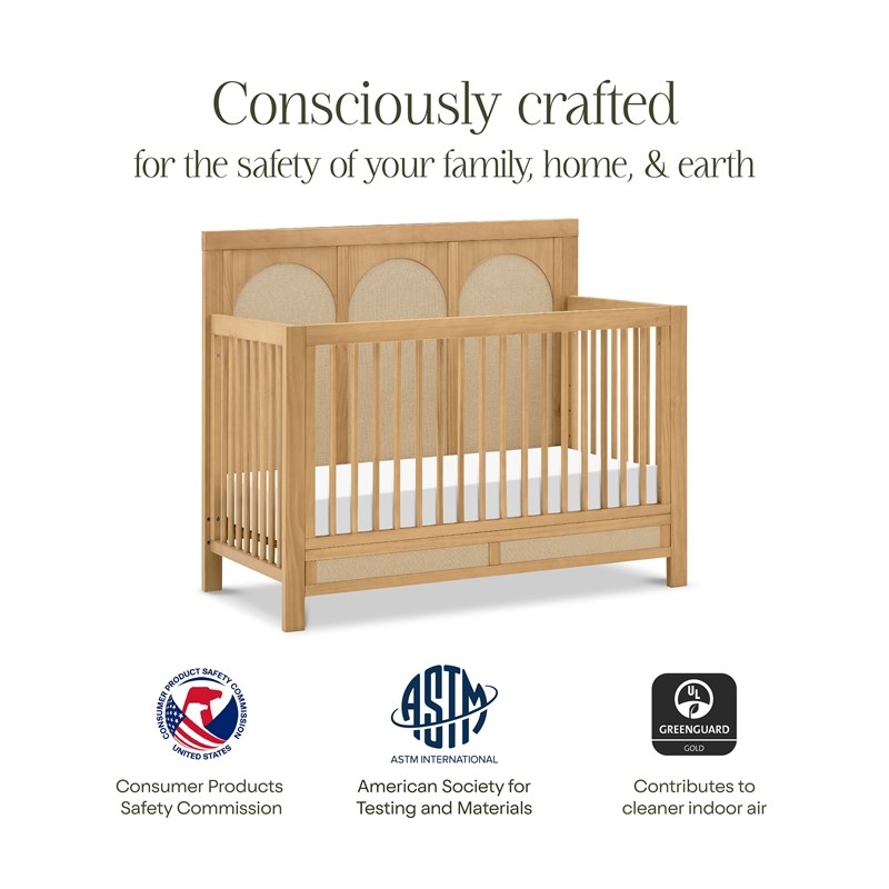 Namesake Eloise 4-in-1 Convertible Crib in Honey and Performance Sand Eco-Weave