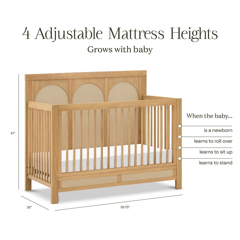 Namesake Eloise 4-in-1 Convertible Crib in Honey and Performance Sand Eco-Weave
