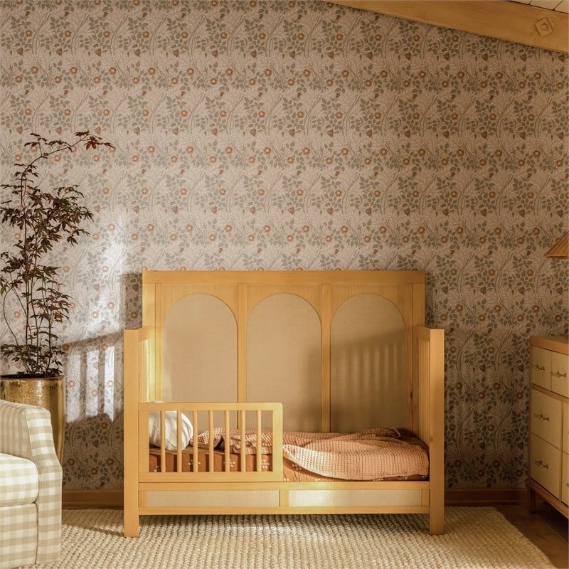 Namesake Eloise 4-in-1 Convertible Crib in Honey and Performance Sand Eco-Weave