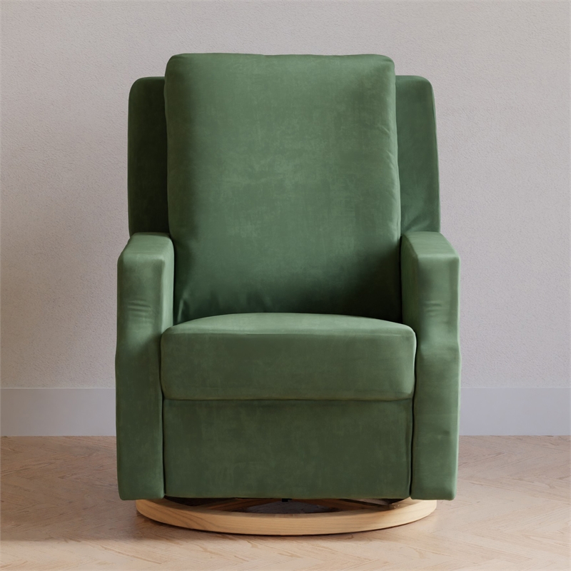 Namesake Crewe Recliner and Swivel Glider in Forest Green Velvet w/Wood Base
