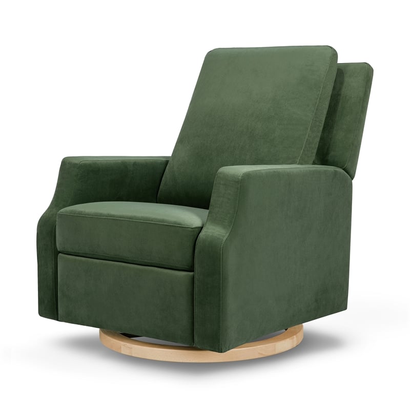 Namesake Crewe Recliner and Swivel Glider in Forest Green Velvet w/Wood Base