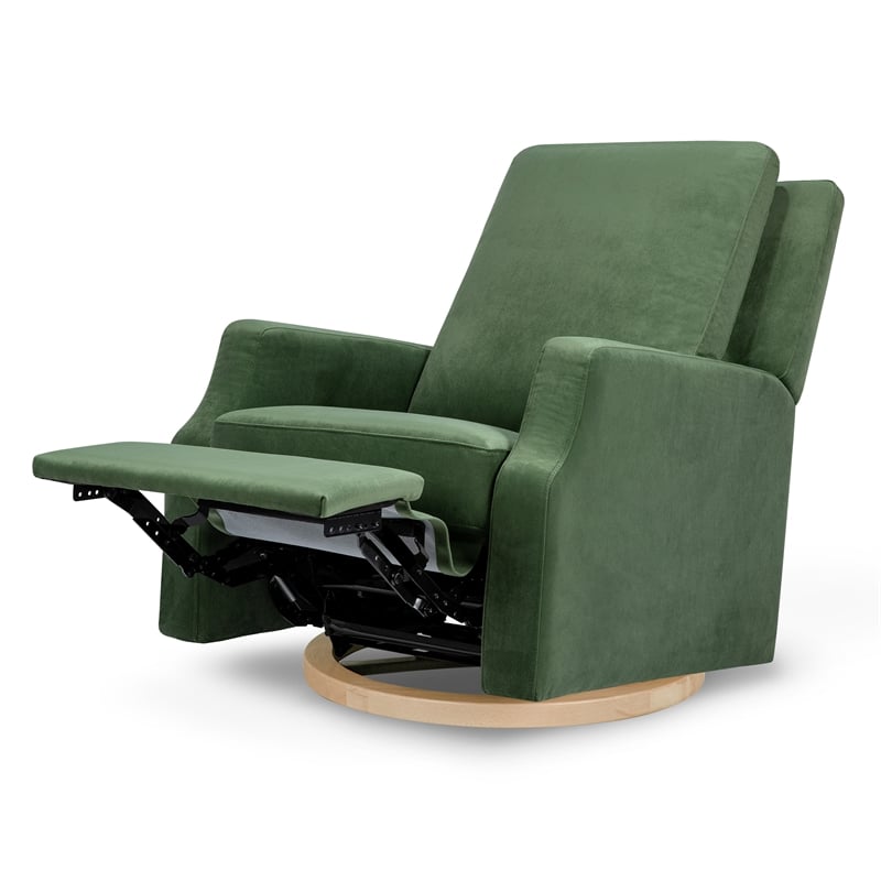 Namesake Crewe Recliner and Swivel Glider in Forest Green Velvet w/Wood Base