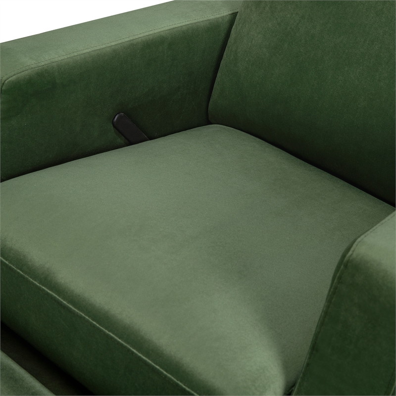 Namesake Crewe Recliner and Swivel Glider in Forest Green Velvet w/Wood Base
