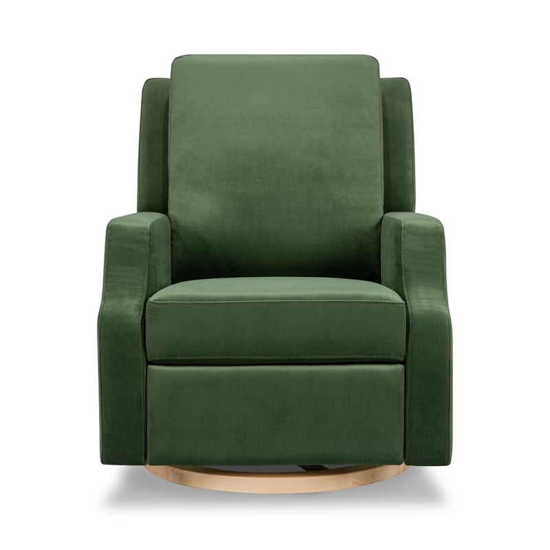 Namesake Crewe Recliner and Swivel Glider in Forest Green Velvet w/Wood Base