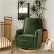 Namesake Crewe Recliner and Swivel Glider in Forest Green Velvet w/Wood Base