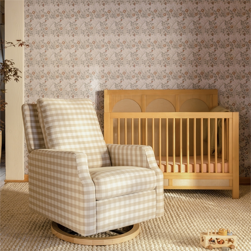 Namesake Crewe Recliner and Swivel Glider in Tan Gingham