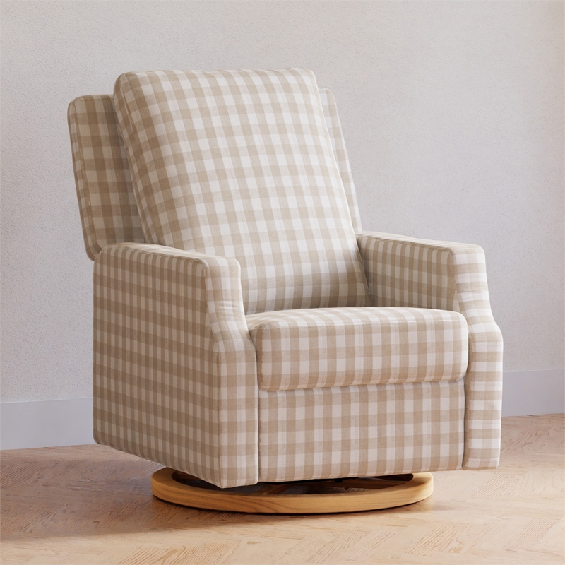 Namesake Crewe Recliner and Swivel Glider in Tan Gingham