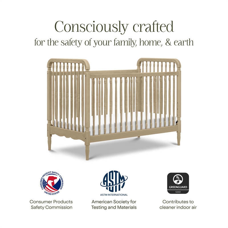 Liberty 3-in-1 Convertible Spindle Crib w/Toddler Bed Conversion Kit Washed Pine