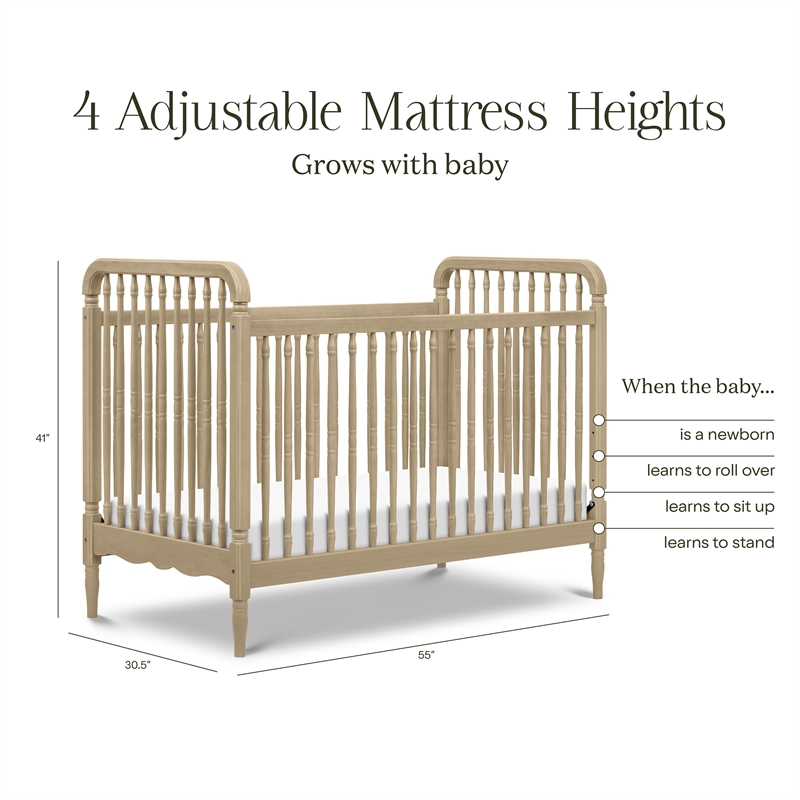 Liberty 3-in-1 Convertible Spindle Crib w/Toddler Bed Conversion Kit Washed Pine