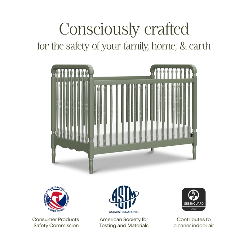 Liberty 3-in-1 Convertible Spindle Crib w/Toddler Bed Conversion Kit Juniper