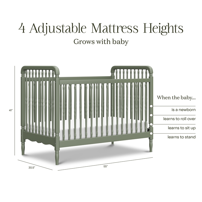 Liberty 3-in-1 Convertible Spindle Crib w/Toddler Bed Conversion Kit Juniper
