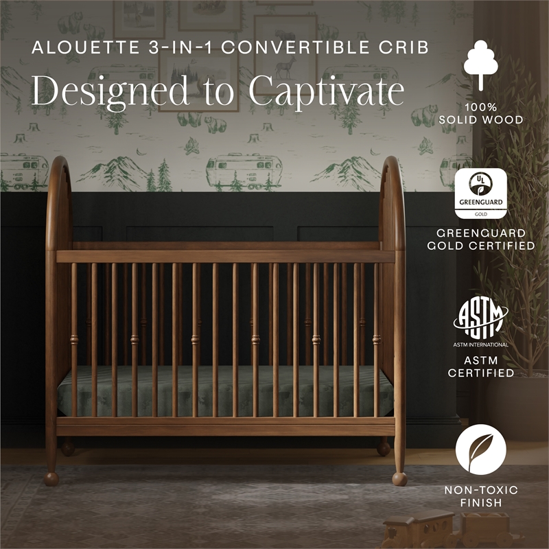 Namesake Alouette 3-in-1 Convertible Spindle Crib in Natural Walnut