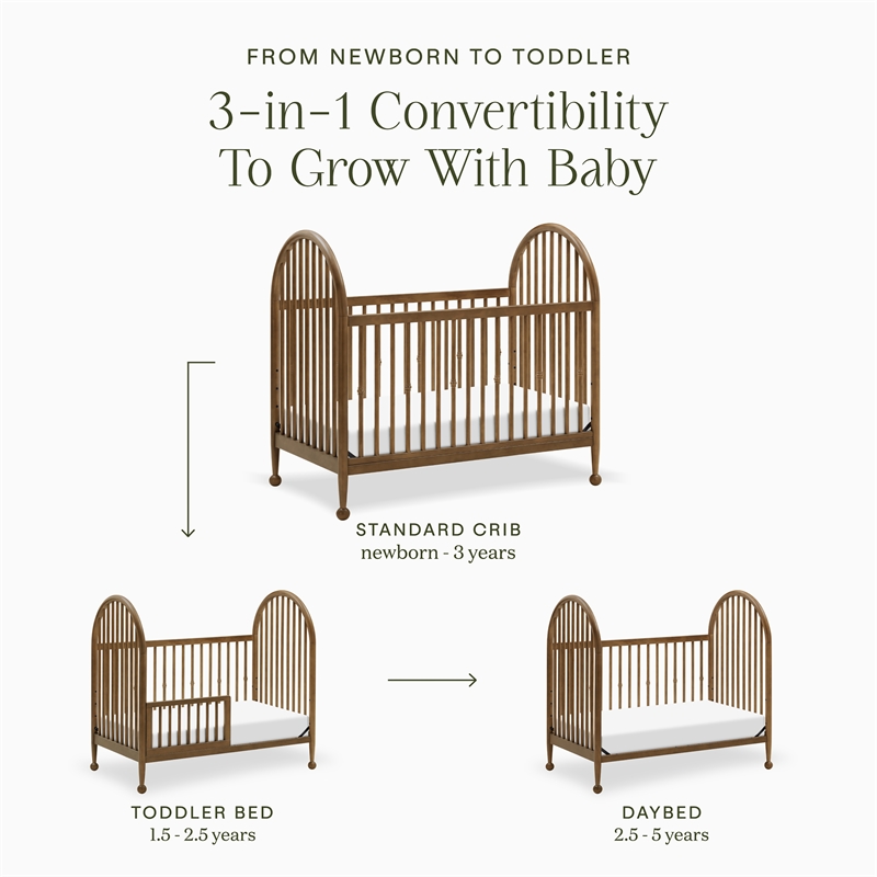 Namesake Alouette 3-in-1 Convertible Spindle Crib in Natural Walnut