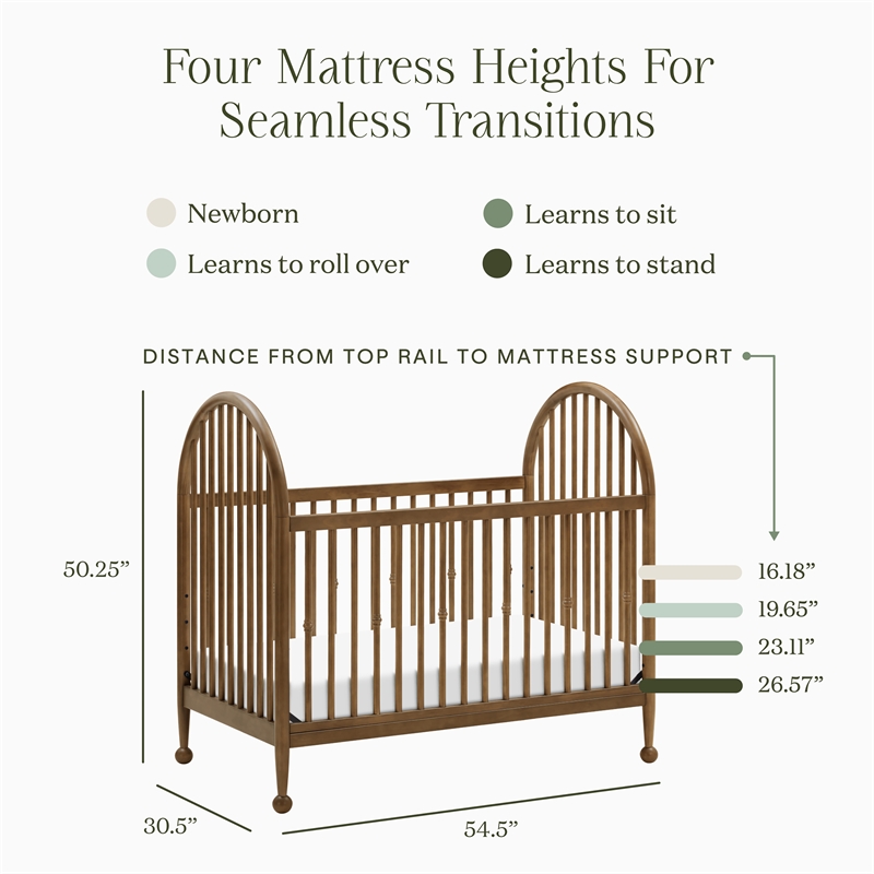 Namesake Alouette 3-in-1 Convertible Spindle Crib in Natural Walnut