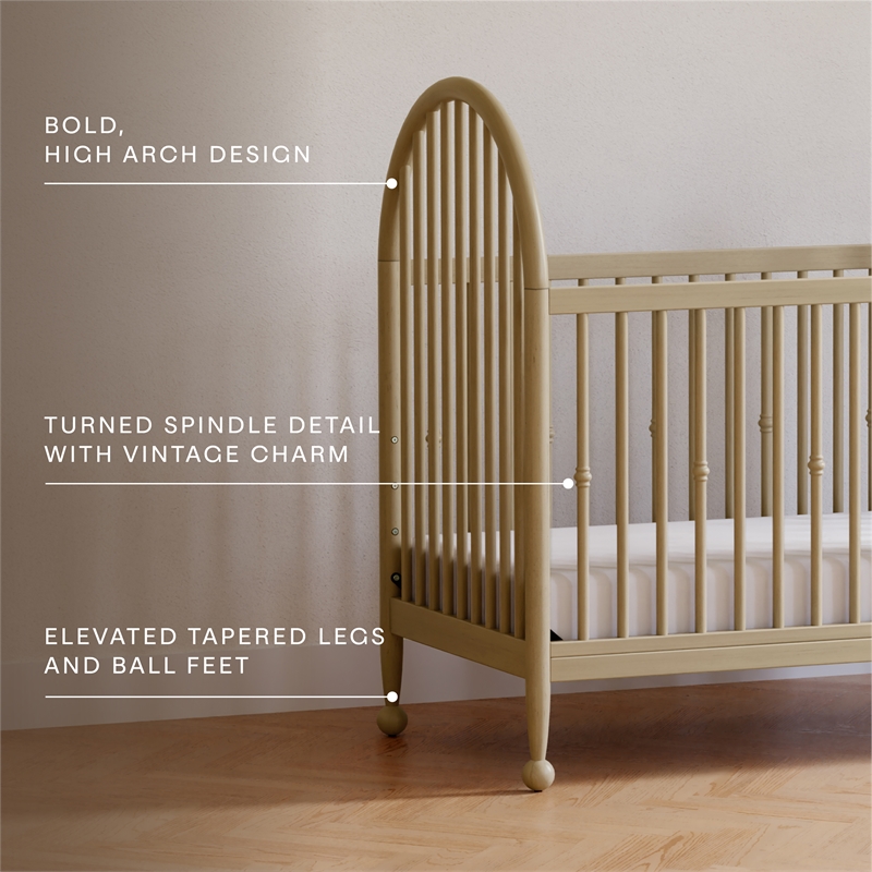 Namesake Alouette 3-in-1 Convertible Spindle Crib in Washed Pine