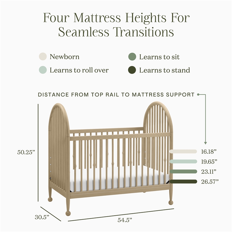 Namesake Alouette 3-in-1 Convertible Spindle Crib in Washed Pine