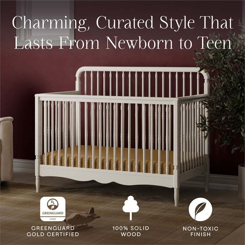 Namesake Liberty 4-in-1 Convertible Spindle Crib in Warm White